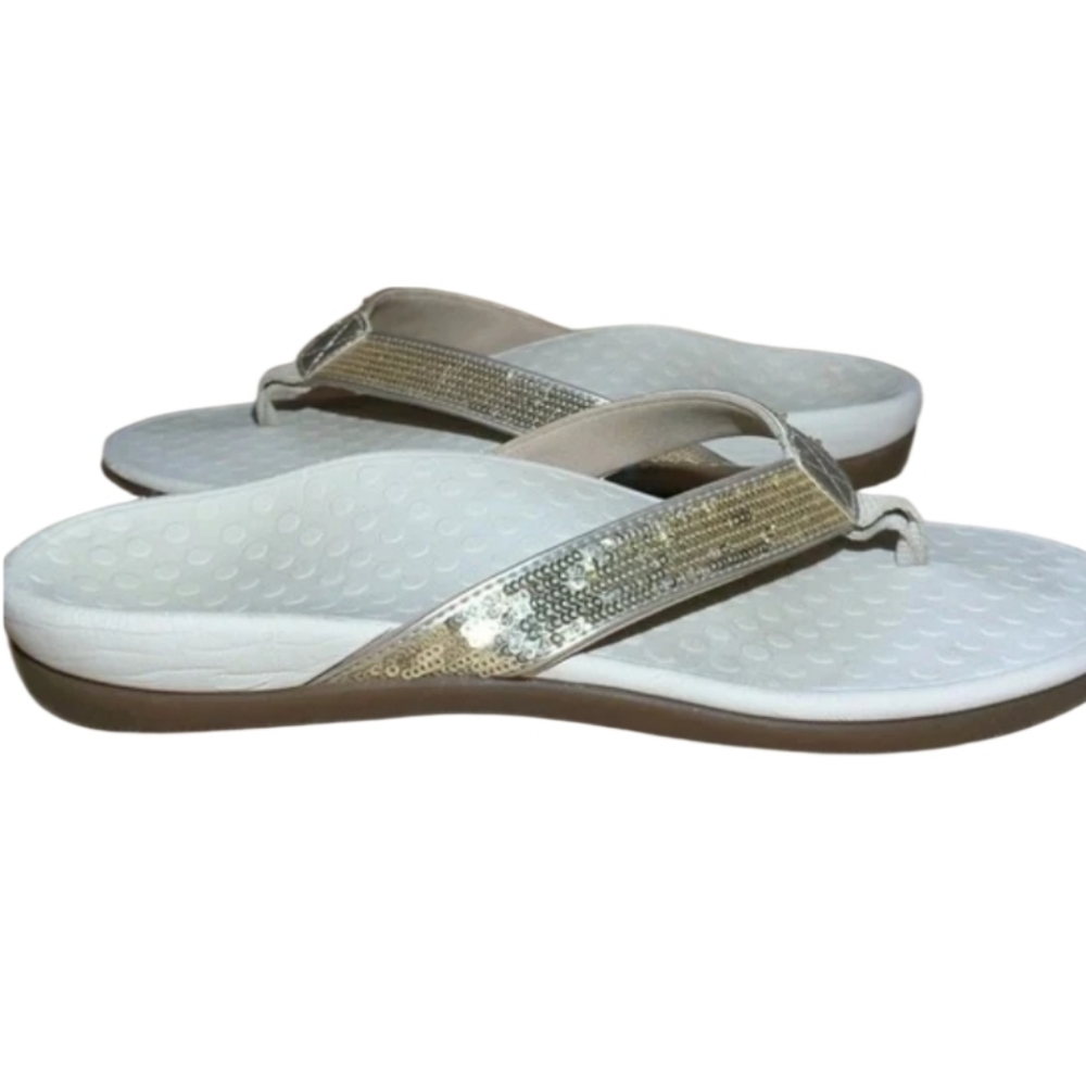 Vionic Metallic Gold and Cream Sandals